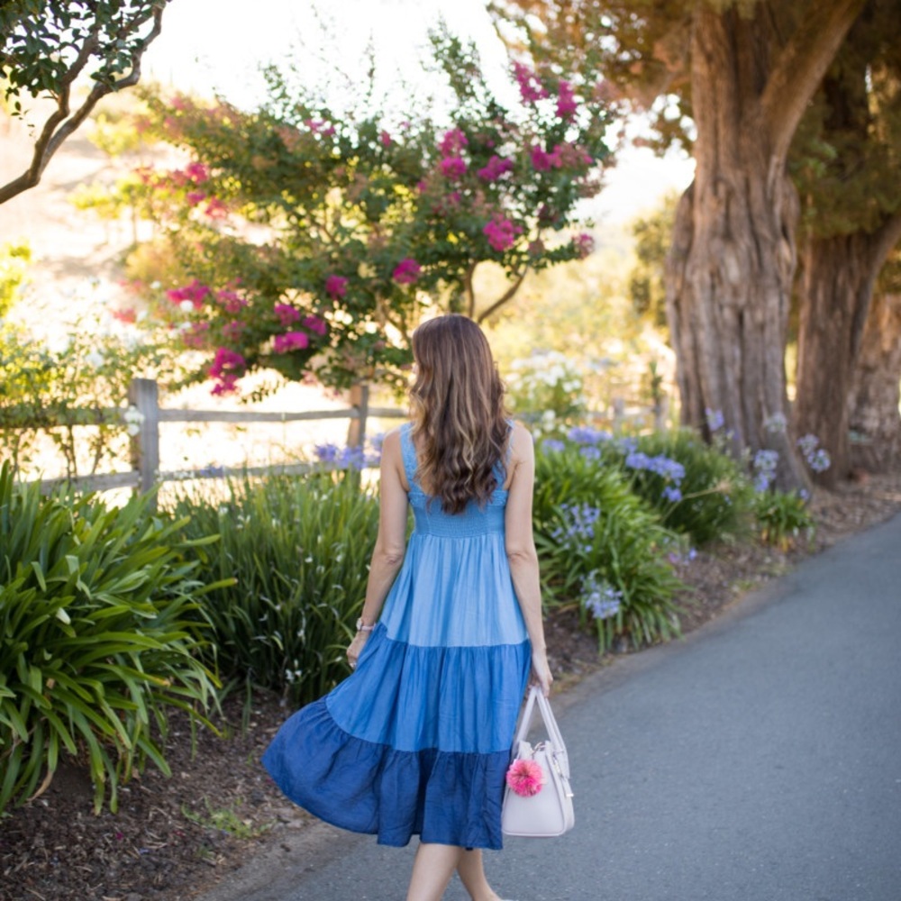 Kate Spade Blue Maxi Ruffle Dress - Picture 5 of 6